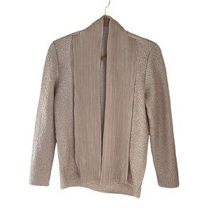 4/$25 Betas Choice Cardigan Crinkle Accordion‎ Pleated Texture Gold Open Front